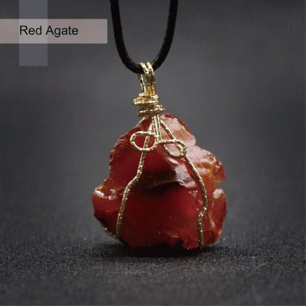healing crystal pendant raw stone red agate