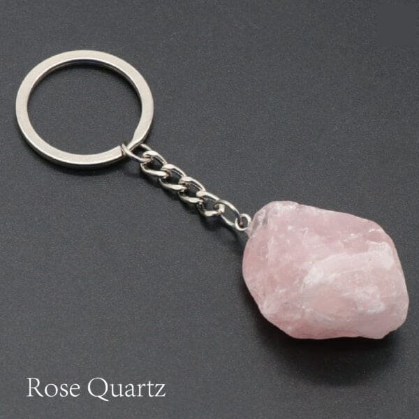 healing crystal keychain rose quartz