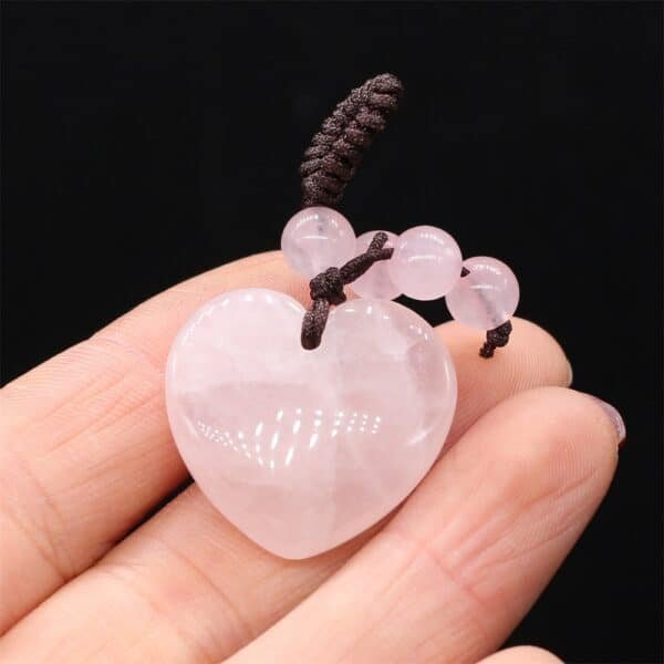 Natural Heart Love Crystal Keychain rose quartz