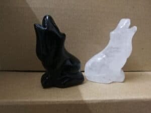 Natural Crystal Wolf Sculpture