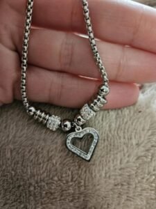Stainless Steel Heart Charm Adjustable Bracelet