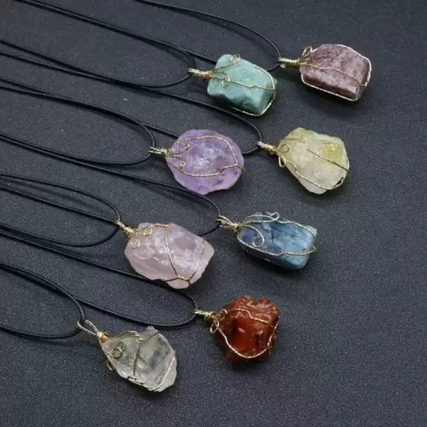 healing crystal pendant raw stone bulk
