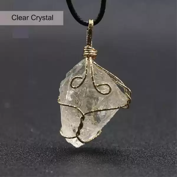 healing crystal pendant raw stone clear crystal