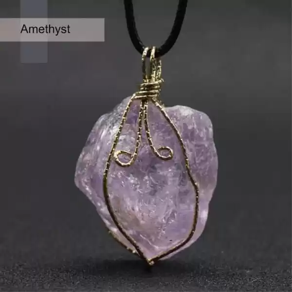 healing crystal pendant raw stone amethyst