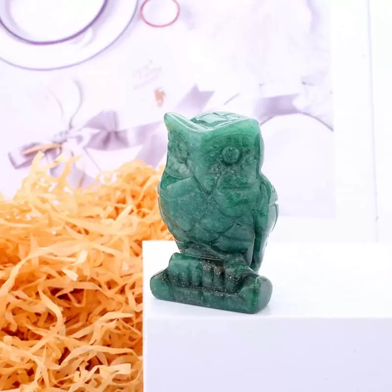 healing crystal owl green aventurine
