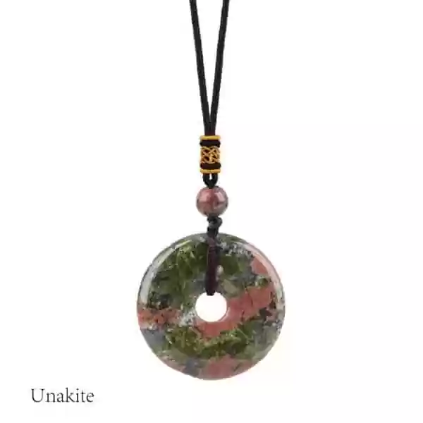 Circle Donut Crystals Necklace unakite