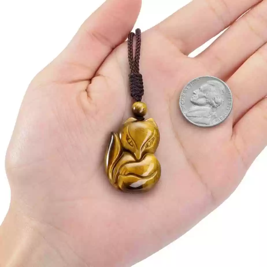 Natural Crystal Fox Necklace showing