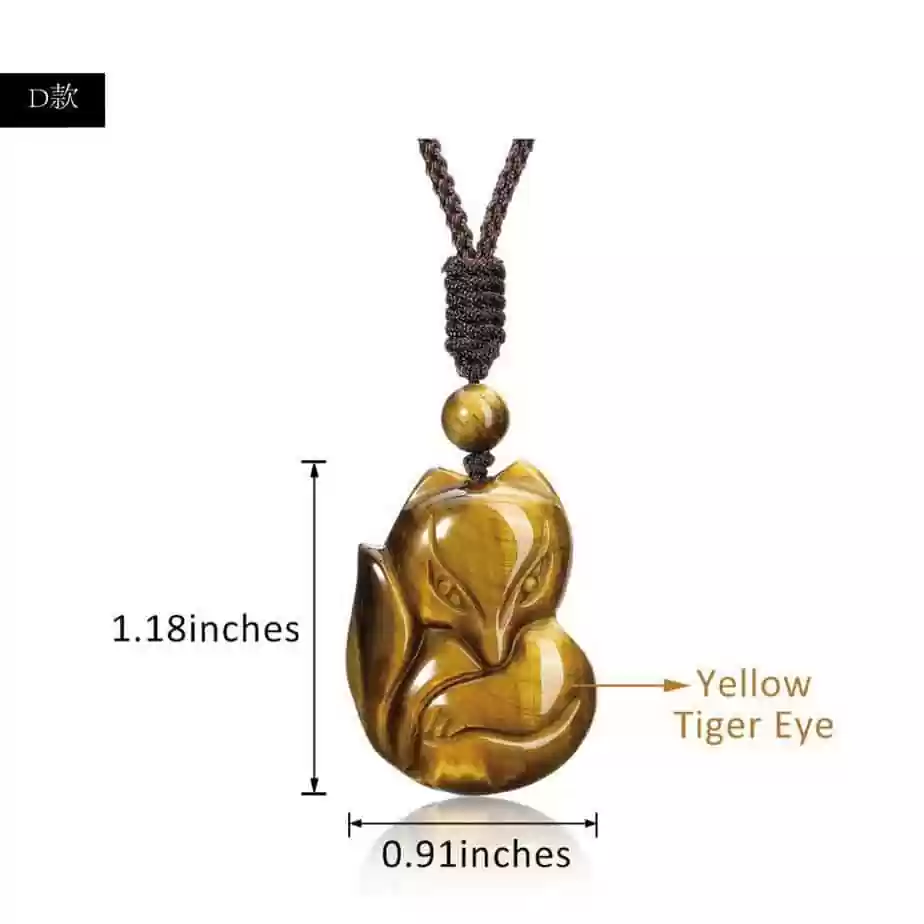 Natural Crystal Fox Necklace D