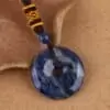 Circle Donut Crystals Necklace blue vein stone