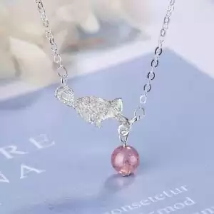 Cute Cat Natural Crystal Necklace
