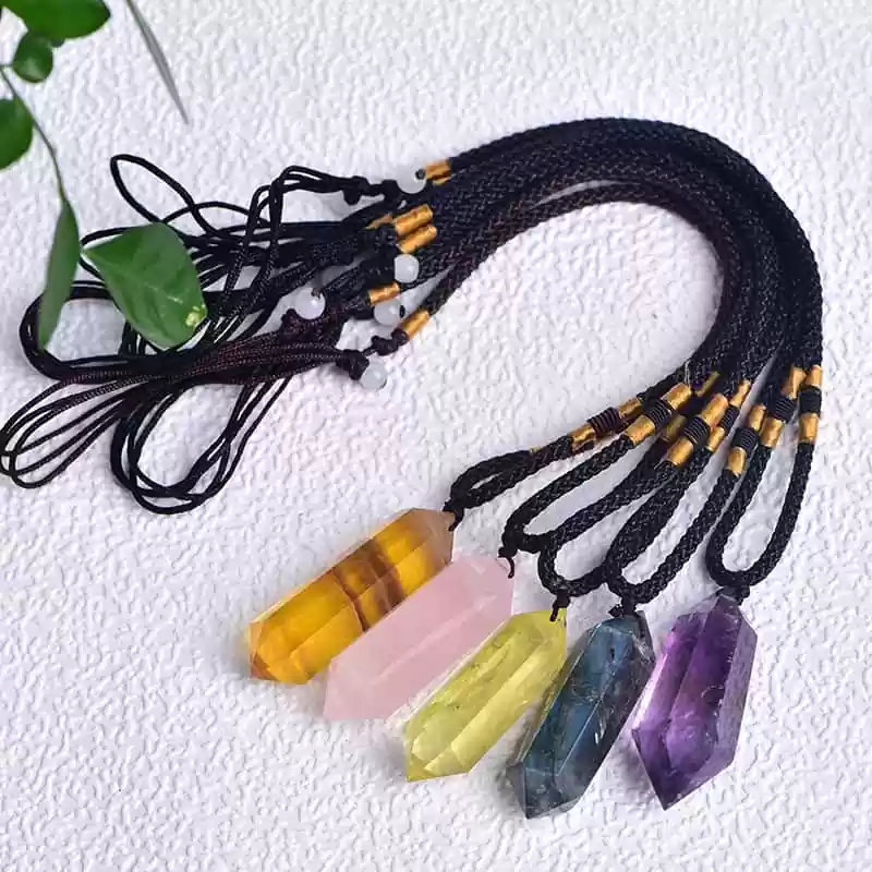 Double Pointed 6 Faceted Healing Crystal Necklace