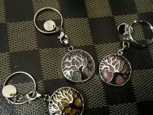 Tree of Life Natural Crystal Keychain