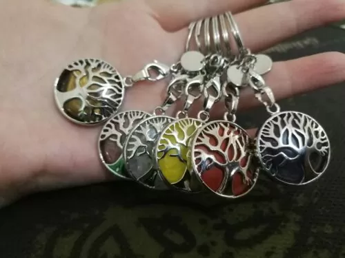 Tree of Life Natural Crystal Keychain
