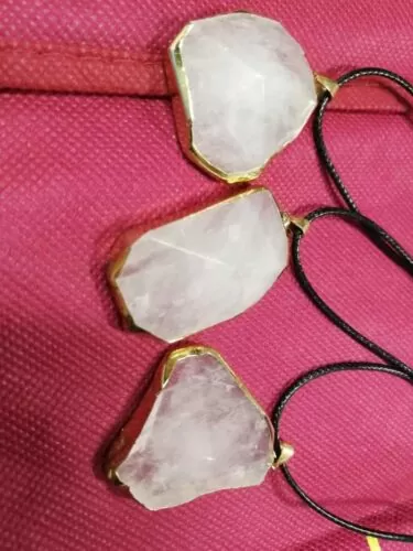 Natural crystal cut pyramid gilt edge Pendant