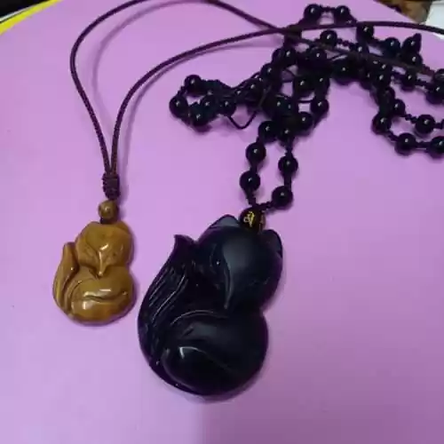 Natural Crystal Fox Necklace