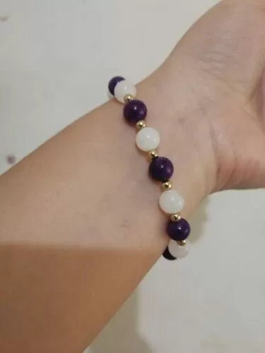 Moonstone Amethyst Stretch Bracelet