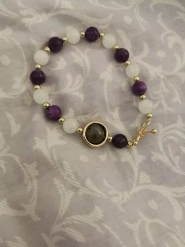 Moonstone Amethyst Stretch Bracelet