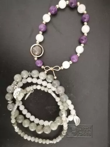 Moonstone Amethyst Stretch Bracelet