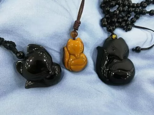 Natural Crystal Fox Necklace