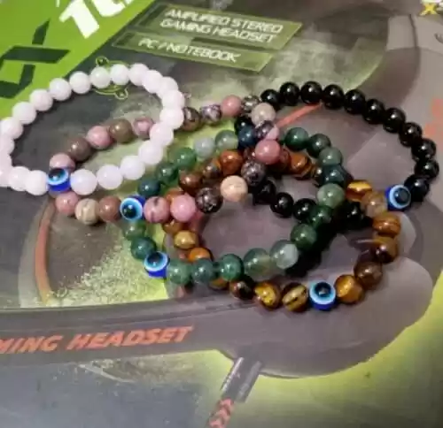 Evil Eye Healing Beads Stretch Bracelet