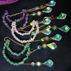 Suncatcher Moon Shape Healing Crystal Window Hanging with Prism