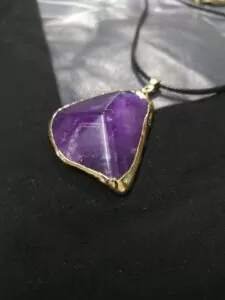 Natural crystal cut pyramid gilt edge Pendant