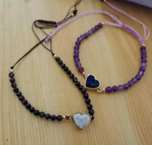 Healing Crystal Bracelet with Heart Shape Druzy Charm